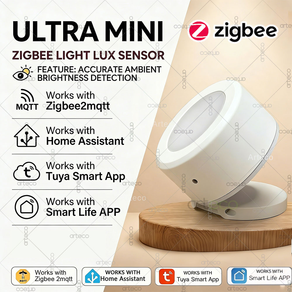 Home Automation Technology - อัลตร้ามินิ ซิกบีเซ็นเซอร์ตรวจจับแสง เครื่องตรวจจับความสว่าง ลักซ์ การตรวจสอบความสว่าง ระบบอัตโนมัติในบ้านอัจฉริยะ
