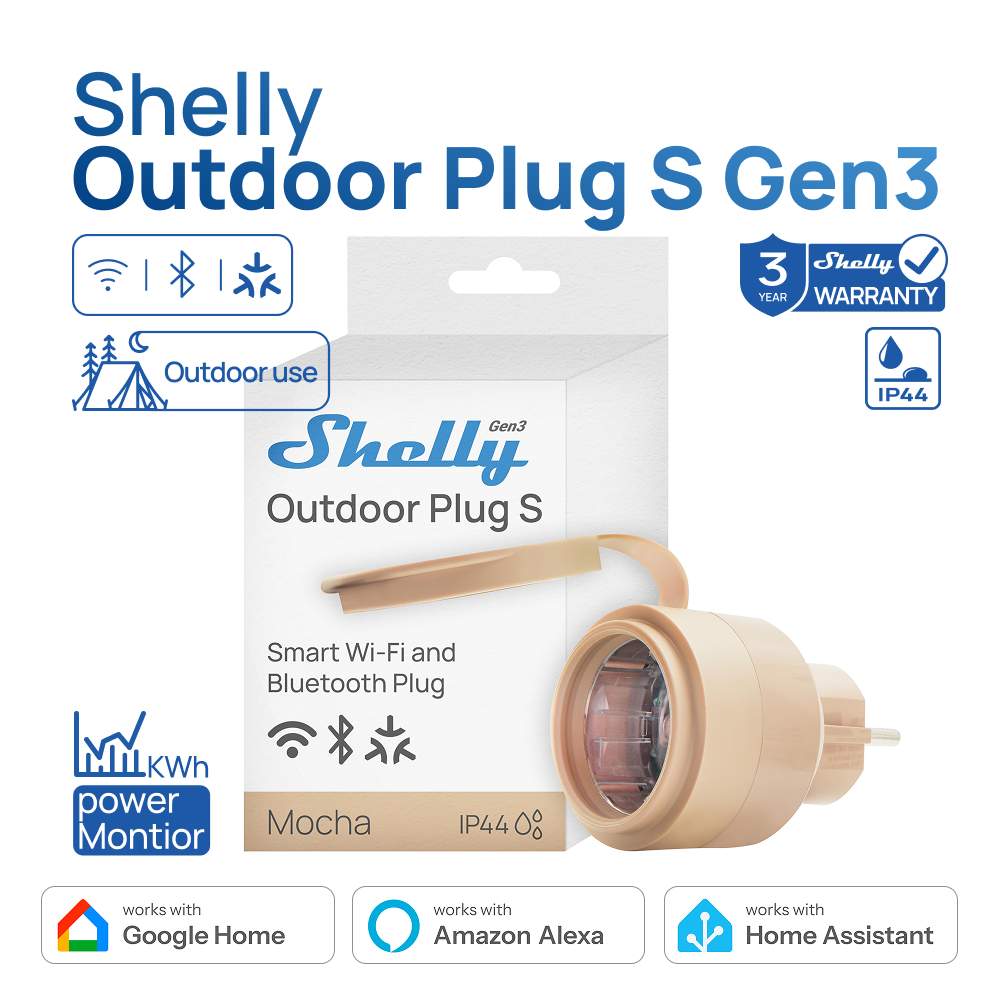 Shelly Outdoor Plug S Gen3 Pow - Shelly Relay Module บทวิจารณ์และราคา