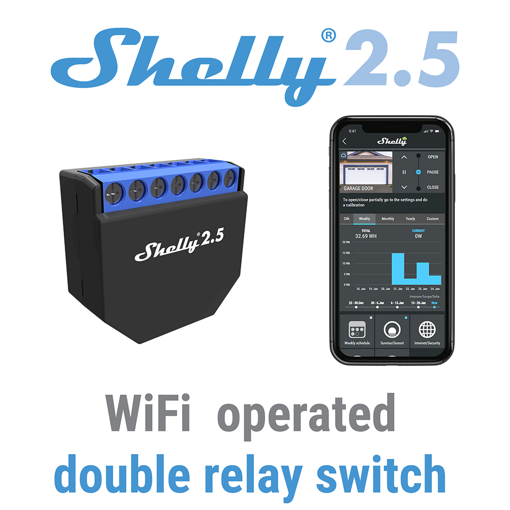 Shelly 2.5 Smart Home รีเลย์คู - Shelly Relay Module บทวิจารณ์และราคา